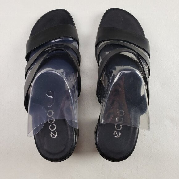 Ecco Shape Block Sandal 65 Womens 9-9.5 EU 40 Black Leather Open Toe Heel Shoe - Picture 9 of 12